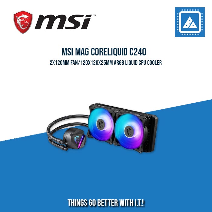 MSI MAG CORELIQUID C240 2X120MM FAN/120X120X25MM ARGB LIQUID CPU COOLER MSI MAG CORELIQUID C240 2X120MM FAN/120X120X25MM ARGB LIQUID CPU COOLER